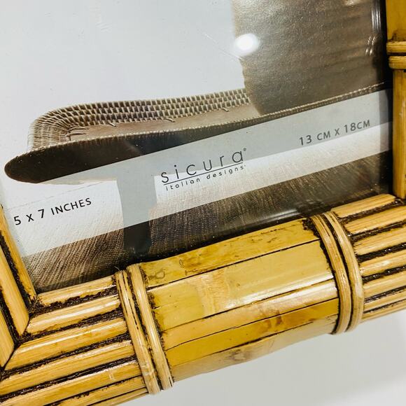 Sicura picture photo frame stands tabletop style faux bamboo light wood 5" x 7" - Picture 2 of 6